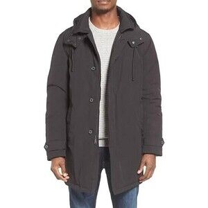 New NWT Mens M $300 Ben Sherman London Down Blend Coat Removable Hood Black Warm